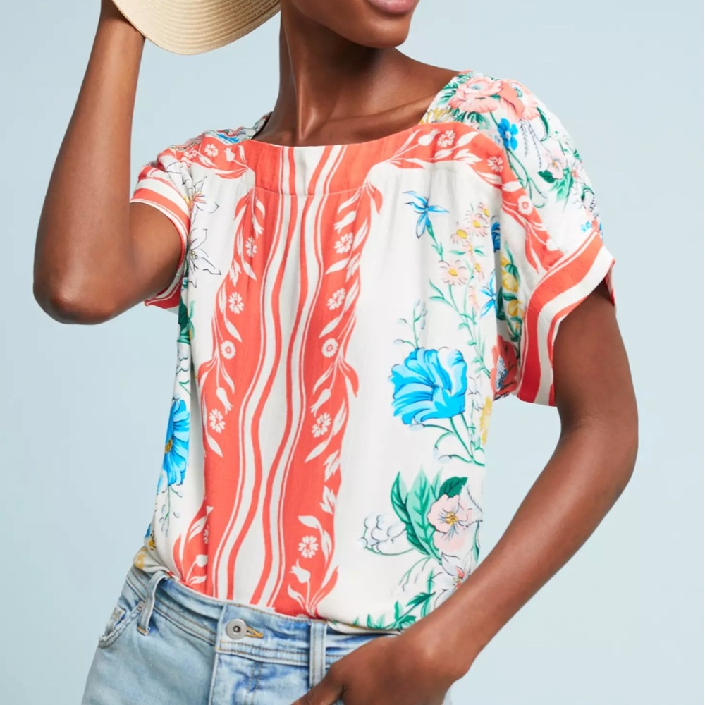 Maeve Romina Scarf-Printed Top
